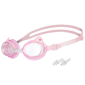 Очки для плавания детские «На волне» «Кошечка», беруши, цвет розовый