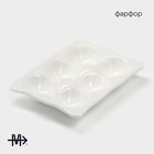Подставка для яиц Magistro «Бланш», 6 секций, 18×13 см, фарфор, белая - Фото 2