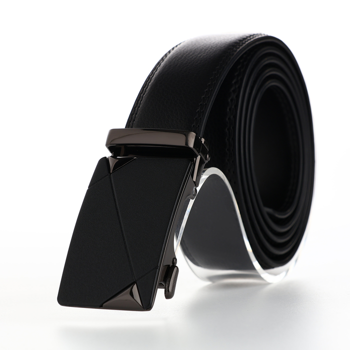 Ремень мужской для полных, ширина 3.5 см, пряжка автомат, чёрный - Фото 1