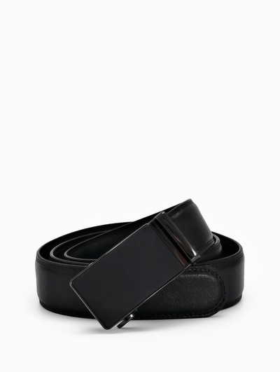 Ремень мужской, 126×3.5 см, натуральная кожа, пряжка автомат, чёрный
