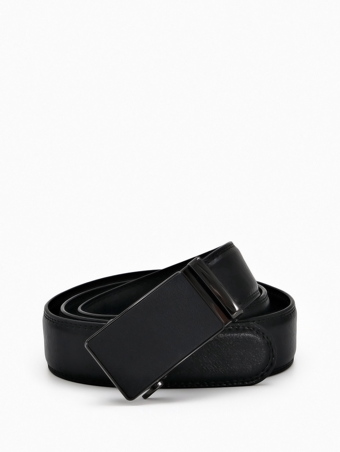 Ремень мужской, 126×3.5 см, натуральная кожа, пряжка автомат, чёрный - Фото 1