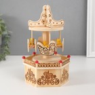 Сувенир музыкальный механический «Фигурка карусель: мишка в лодочке», дерево, 10×11.5×18.5 см - Фото 1