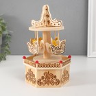 Сувенир музыкальный механический «Фигурка карусель: мишка в лодочке», дерево, 10×11.5×18.5 см - Фото 2