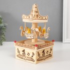 Сувенир музыкальный механический «Фигурка карусель: мишка на лебеде», дерево, 10×10×19 см - Фото 1