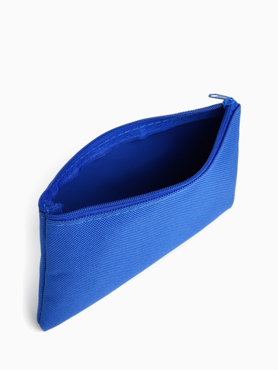 Косметичка-пенал на молнии, плоская, маленькая, синяя
