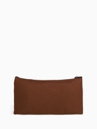 Косметичка-пенал на молнии, плоская, маленькая, однотонная, коричневая - Фото 3