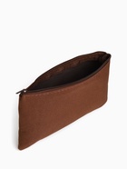 Косметичка-пенал на молнии, плоская, маленькая, однотонная, коричневая - Фото 2