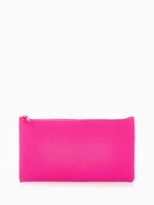 Косметичка-пенал на молнии, плоская, маленькая, однотонная, малиновая - Фото 4