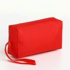 Косметичка дорожная на молнии, маленькая, с ручкой, красная - Фото 2