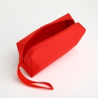 Косметичка дорожная на молнии, маленькая, с ручкой, красная - Фото 2