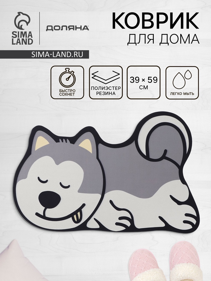 Коврик для дома Доляна «Хаски», влаговпитывающий, 59×39 см