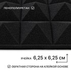 Панель шумопоглощающая – поролон акустический, самоклеящийся, пирамида, 500×500×50 мм, цвет чёрный - Фото 2
