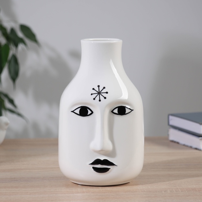 Ваза «Пикассо», снежинка, 21×11 см, ручная роспись, керамика, чёрно-белая - Фото 1