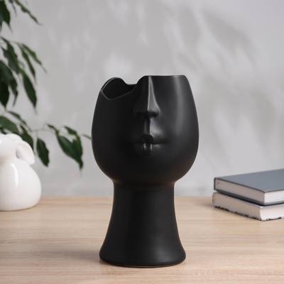 Ваза керамика настольная "Пьетро" поцелуй, 26х12 см, чёрный