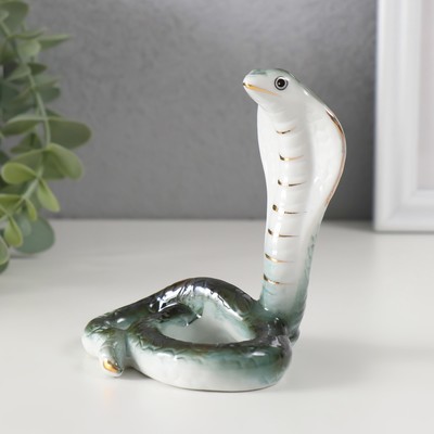 Сувенир керамика "Зелёная кобра" с золотом 6,8х8х9,9 см
