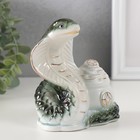 Сувенир керамика "Кобра с чашей с монетами" зелёная с золотом 5,8х9,5х11 см - фото 25342567