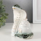 Сувенир керамика "Кобра с чашей с монетами" зелёная с золотом 5,8х9,5х11 см - фото 25342568