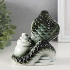 Сувенир керамика "Кобра с чашей с монетами" зелёная с золотом 5,8х9,5х11 см - фото 25342569