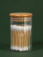 Органайзер для хранения ватных палочек BAMBOO, ребристый, с крышкой, d=6.5×10 см, прозрачный - Фото 3