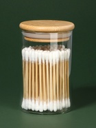 Органайзер для хранения ватных палочек «BAMBOO», с крышкой, d=6.5×10 см, прозрачный, коричневый - Фото 3