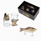 Подарочный набор 4 в 1 «Удачная рыбалка»: 3 рюмки для водки по 50 мл, воблер, бронза - Фото 2