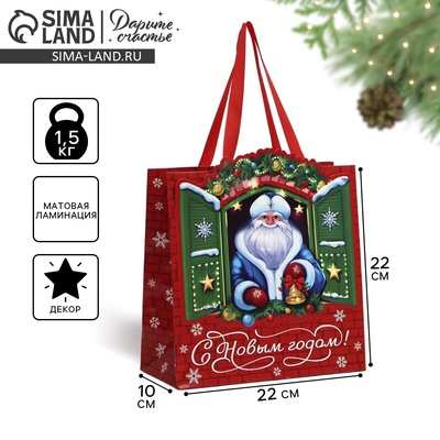 Пакет подарочный новогодний «С Новым годом», 22×22×10 см