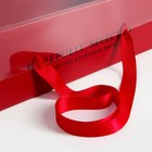 Коробка подарочная с бантом, ручками и прозрачной крышкой 35 х 21 х 15 см Красная - Фото 3