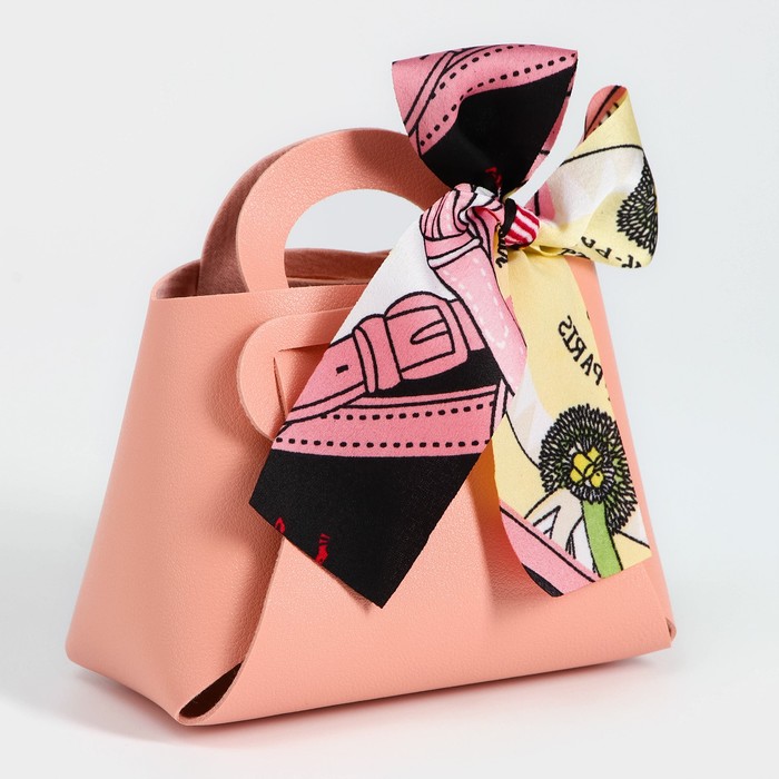 Кожанная подарочная сумочка 13 х12 х 5,5 см розовая - Фото 1