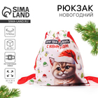 Сумка детская «Котик в шапке», 35 × 30 см, новогодняя - Фото 1