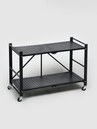 Стеллаж складной на колесах, 2 полки, 71.5×34×55, цвет чёрный матовый - Фото 2