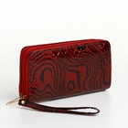 Кошелёк женский на молниях с ремешком, 19×4×9.5 см, с абстрактным принтом, красный - Фото 5