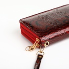 Кошелёк женский на молниях с ремешком, 19×4×9.5 см, с абстрактным принтом, красный - Фото 3