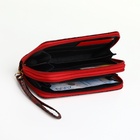Кошелёк женский на молниях с ремешком, 19×4×9.5 см, с абстрактным принтом, красный - Фото 2