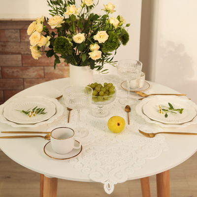 Дорожка на стол Этель ажурная, белая, 40×90 см, 100%п/э
