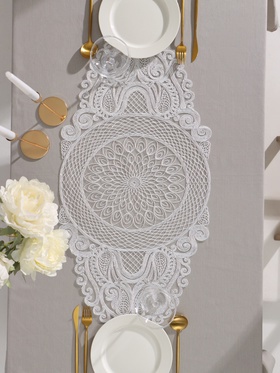 Дорожка на стол Этель ажурная, белая, 40×90 см, 100%п/э