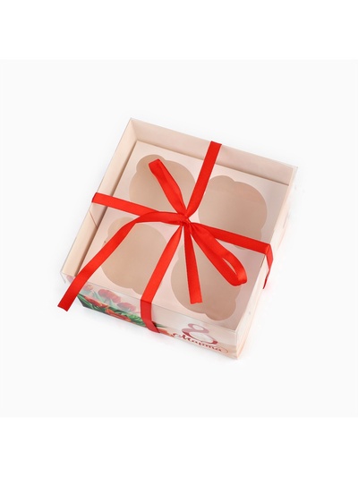 Коробка для капкейка «8 марта», 16×16×10 см