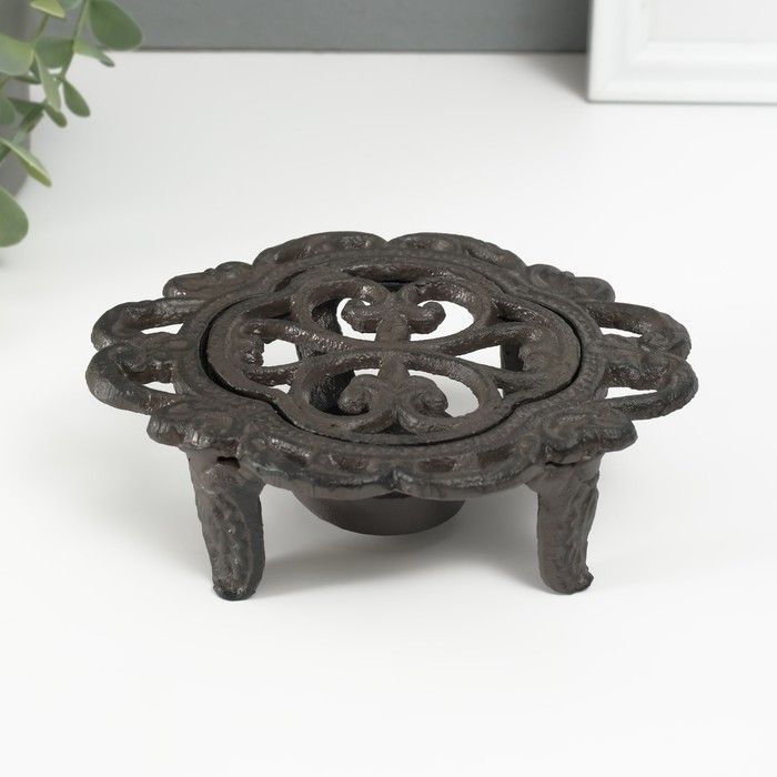 Мармит - подставка для подогрева на греющей свече «Лилия», подсвечник на 1 свечу, чугун, 15×12.5×5 см - Фото 1