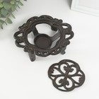 Мармит - подставка для подогрева на греющей свече «Лилия», подсвечник на 1 свечу, чугун, 15×12.5×5 см - Фото 3