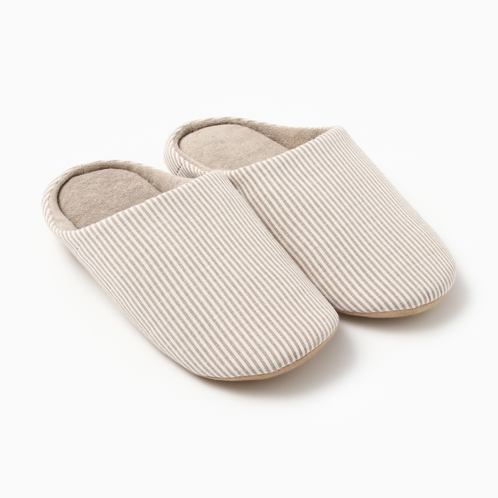 Тапочки женские закрытые LoveLife ECO, размер 36-37, цвет бежевая полоска