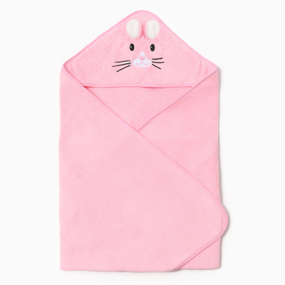 Полотенце - уголок LoveLife «Зайчик», 80×80 см, микрофибра, розовое