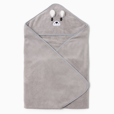 Полотенце - уголок LoveLife «Зайчик», 80×80 см, микрофибра, серое