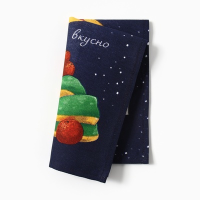 Полотенце Доляна «Встречайте новый год вкусно» 28×46 см, 100% хл, рогожка 164 г/м²