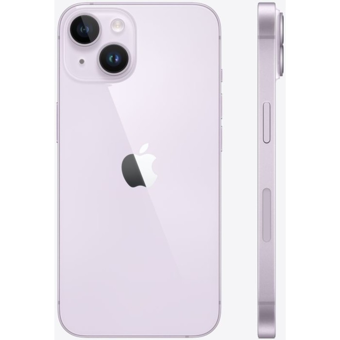 Смартфон Apple A2884 iPhone 14 128Gb 6Gb фиолетовый моноблок 3G 4G 2Sim 6.1" 1170x2532 iOS 16 12Mpix - фото 51628305