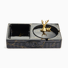 Пепельница «Мрамор», 22.3×12.4×10.5 см, керамика, с крышкой, черная - Фото 2