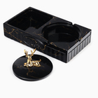 Пепельница «Мрамор», 22.3×12.4×10.5 см, керамика, с крышкой, черная - Фото 3