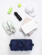 Сумка спортивная на молнии TEXTURA, с подкладкой, длинный ремень, маленький размер, с акцентным принтом, синяя - Фото 3