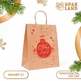 Пакет крафт, "Ёлочная игрушка", красная 22 х 12 х 28 см 10624295