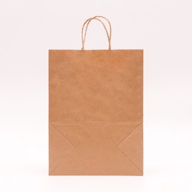 Пакет бумажный подарочный новогодний крафт, «Новый год и подарок!», зеленый 26?15?35 см (комплект 3 шт)