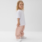 Брюки для девочки с начёсом MINAKU: Exclusive print, пудровые, Oversize рост 158 см - фото 322043463