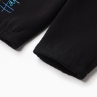 Брюки для девочки с начёсом MINAKU: Exclusive print, чёрные, Oversize рост 110 см - Фото 7